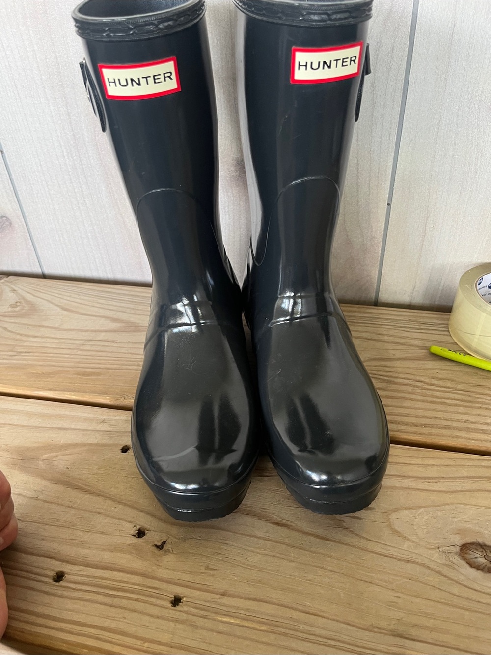 Hunter Black Gloss Tall Rain Boots